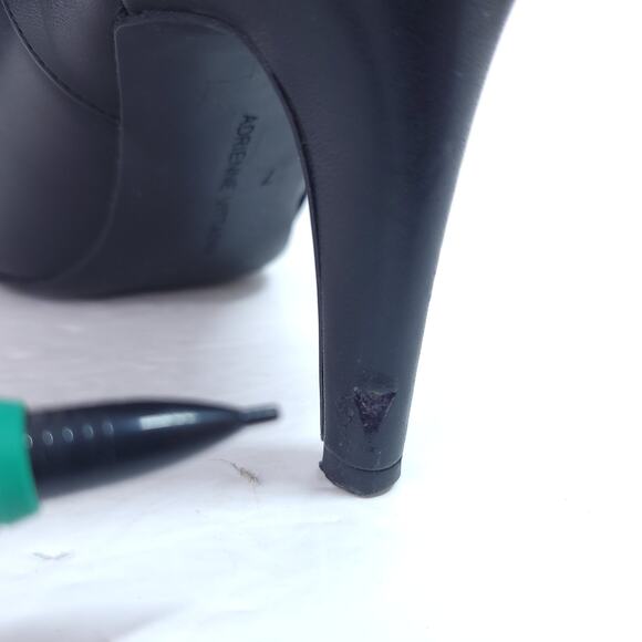 Adrienne Vittadini Black Leather Tikki Ankle Booties Heels Size 7 - Picture 7 of 11